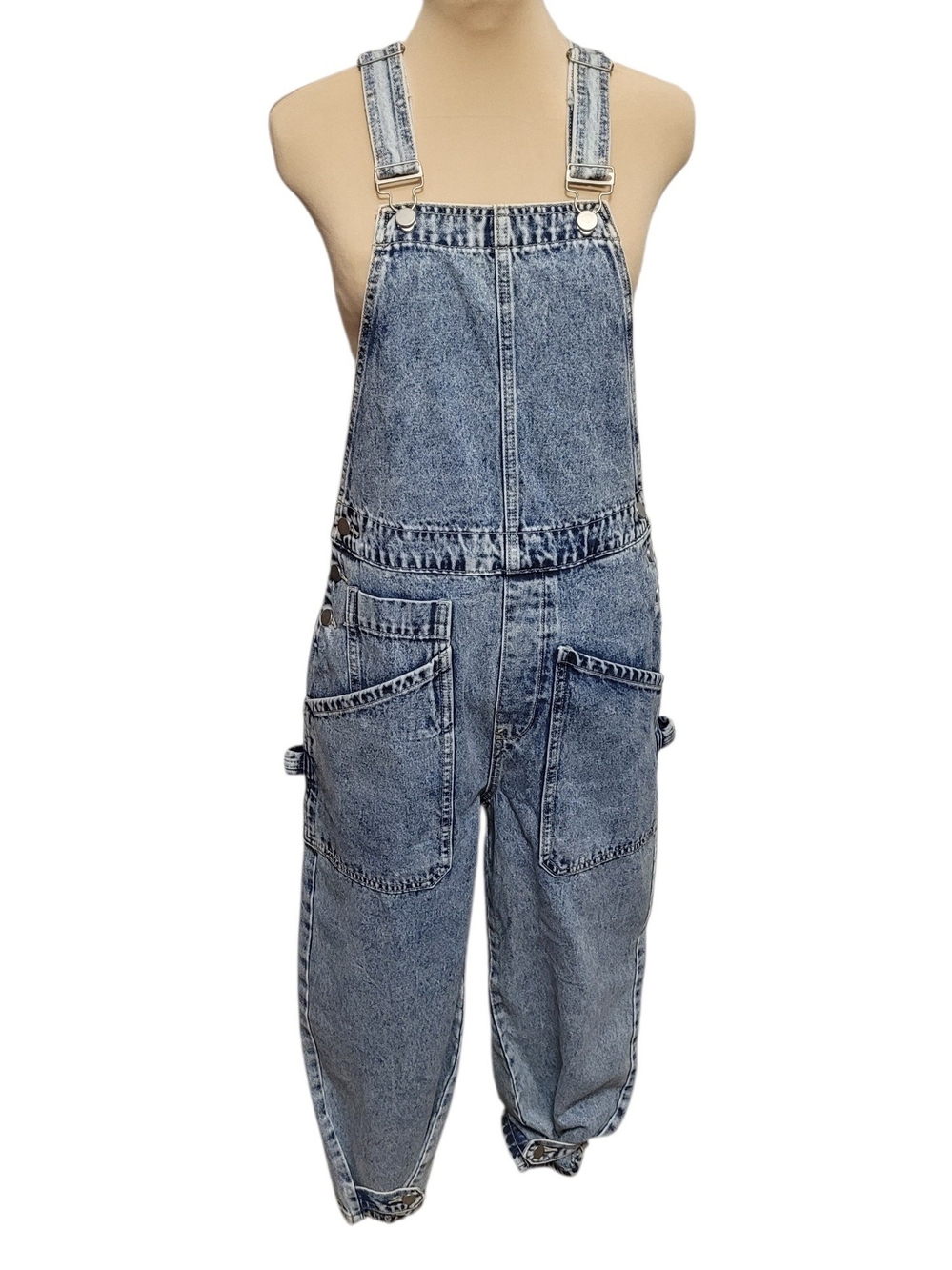 Vintage-Inspired Barrel Leg Denim Overalls